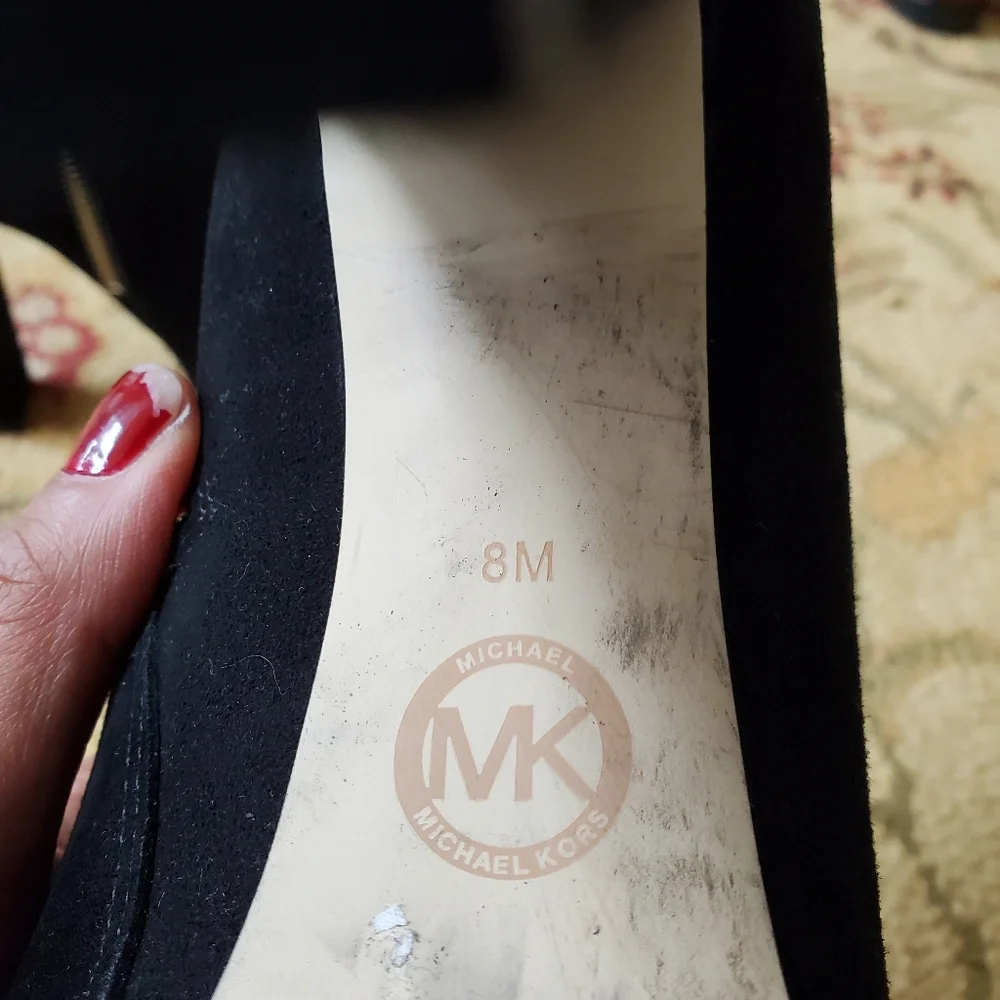 Michael Kors Black Leather Booties, Size 8M